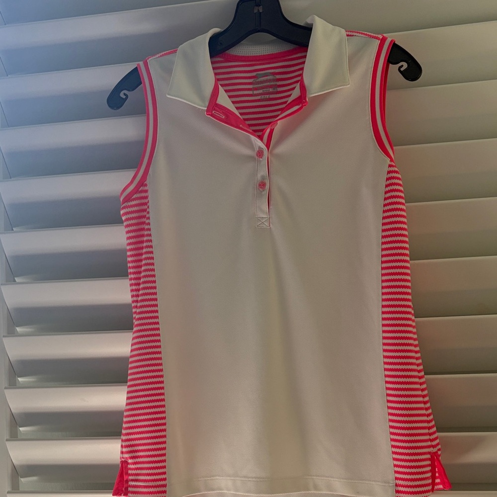Slazenger Women's Sleeveless Performance Golf Polo Pink & White; Sz: M; Like New